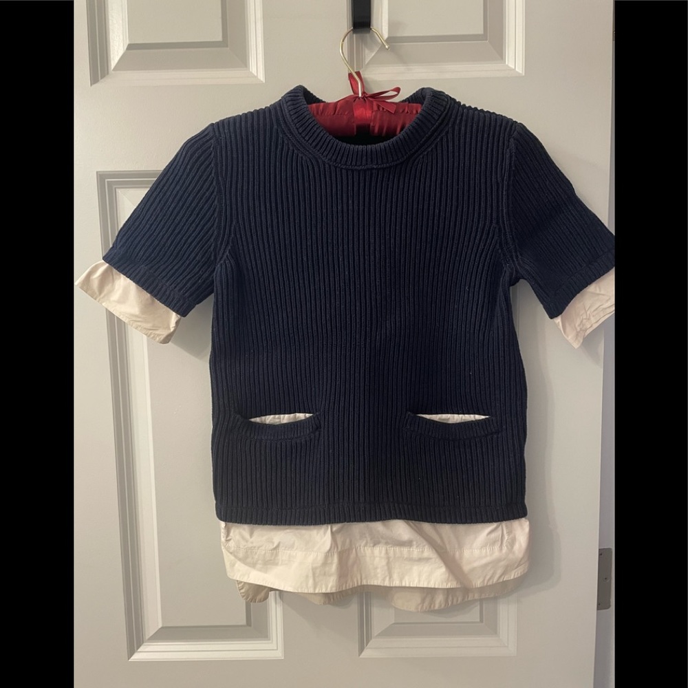 Tory Burch Navy and Cream Sweater
